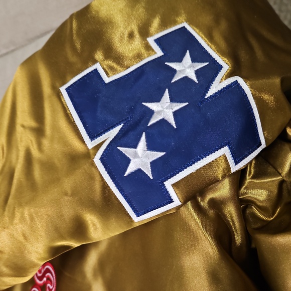 Mitchell and Ness Satin Gold San Francisco 49ers Heavyweight Jacket. XXL - Picture 8 of 16